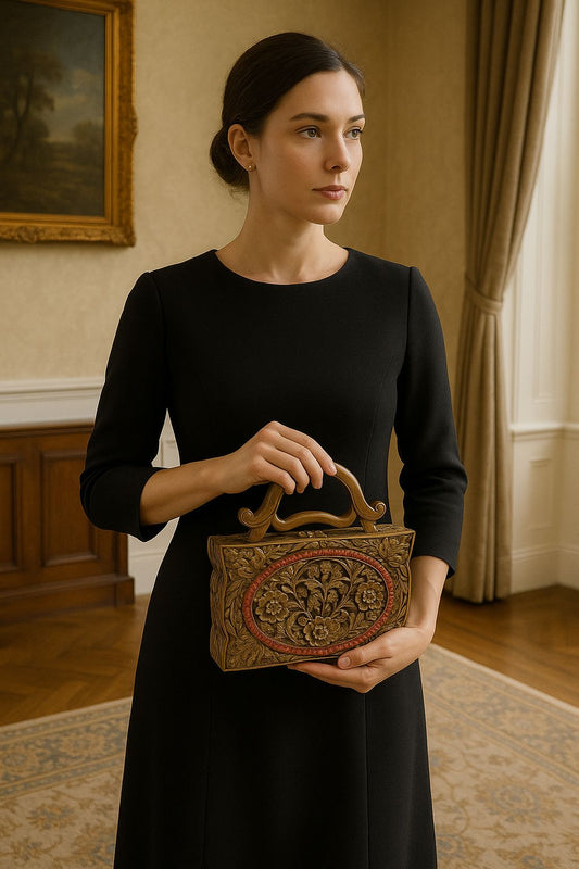 Handmade Walnut Wood Carved Clutch
