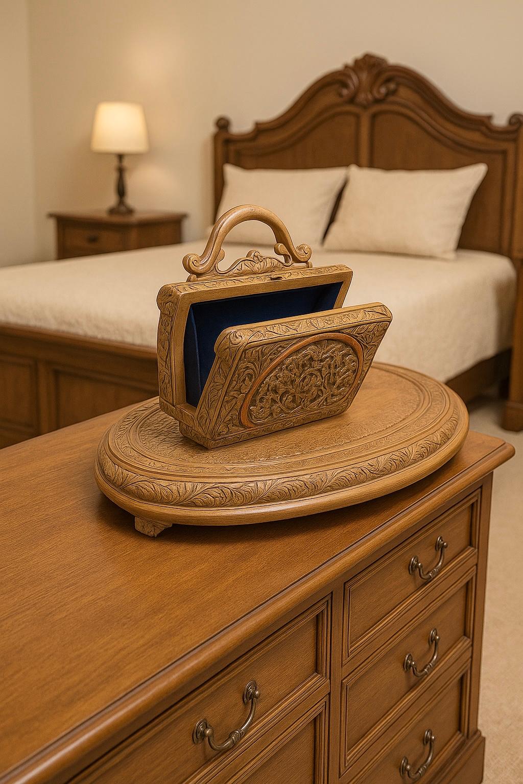 Handmade Walnut Wood Carved Clutch